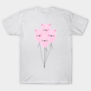 Pink Cat Balloons T-Shirt